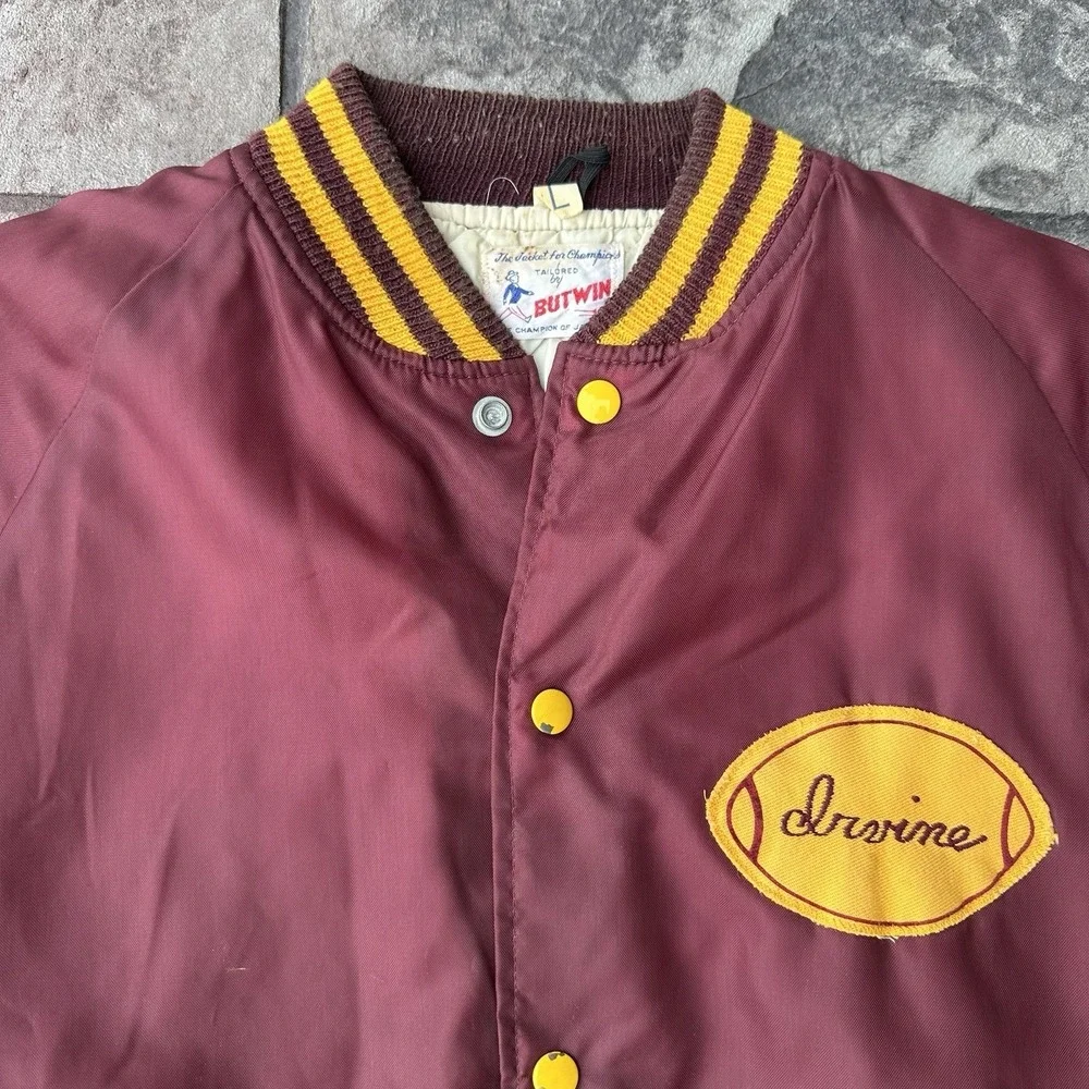 Vintage Butwin Men's‎ Large Varsity Jacket Maroon Football Beechview Bulls